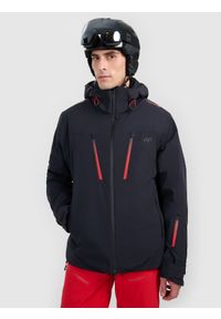 4f - 4F Kurtka narciarska z panelem grzewczym i systemem RECCO membrana 20000 męska - czarna XXL. Typ kołnierza: kołnierzyk stójkowy. Kolor: czarny. Materiał: materiał. Wzór: nadruk. Sezon: zima #1