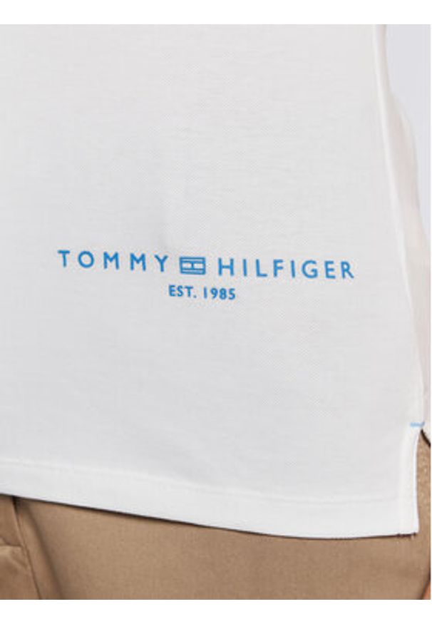 TOMMY HILFIGER - Tommy Hilfiger Polo Logo WW0WW37628 Biały Slim Fit. Typ kołnierza: polo. Kolor: biały. Materiał: bawełna
