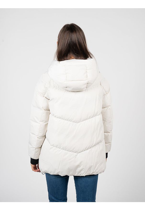Geox Kurtka "Hoara" | W2628N T2941 | Kobieta | Biały. Okazja: na co dzień. Typ kołnierza: kaptur. Kolor: biały. Materiał: poliester. Styl: casual, sportowy, elegancki