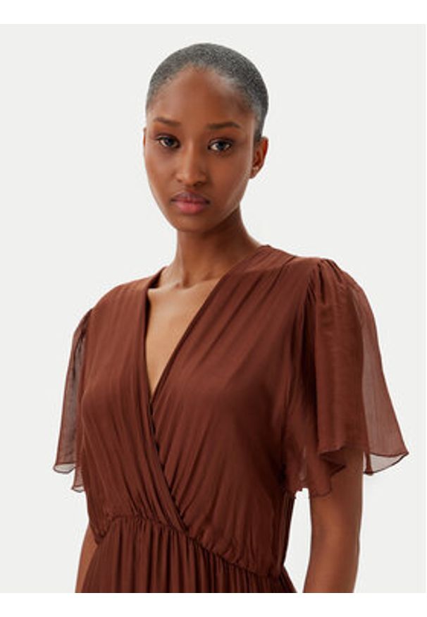 Haveone Sukienka letnia AFF-N006 Brązowy Loose Fit. Kolor: brązowy. Materiał: wiskoza. Sezon: lato