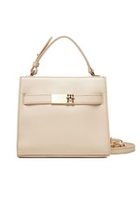 TOMMY HILFIGER - Tommy Hilfiger Torebka Heritage Mini Satchel AW0AW17405 Écru. Materiał: skórzane
