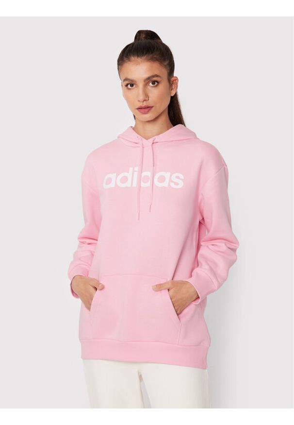 Adidas - adidas Bluza W Lin Ov HM1936 Różowy Relaxed Fit. Kolor: różowy. Materiał: syntetyk