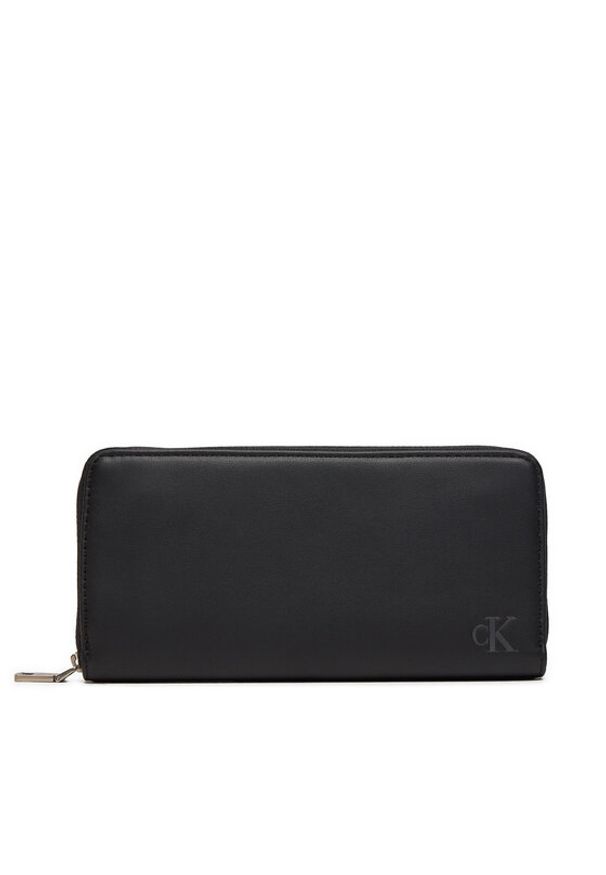 Calvin Klein Jeans Duży Portfel Damski Block Zip Around Pu K60K612704 Czarny. Kolor: czarny. Materiał: skóra