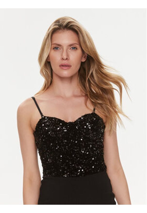 Kontatto Kombinezon BO344 Czarny Wide Leg. Kolor: czarny. Materiał: syntetyk