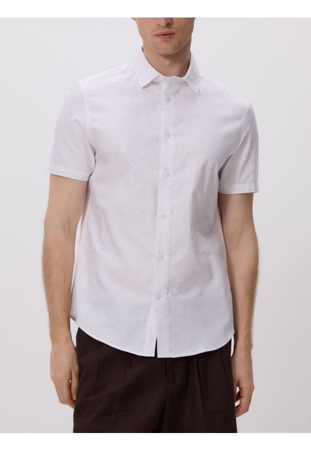 Reserved - Bawełniana koszula slim fit - biały. Kolor: biały. Materiał: bawełna