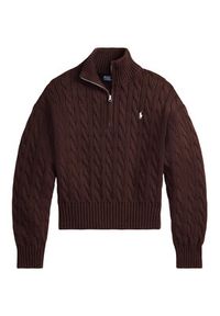 Polo Ralph Lauren Sweter 211963467505 Brązowy Relaxed Fit. Typ kołnierza: polo. Kolor: brązowy. Materiał: bawełna #4