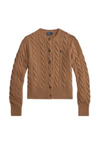 Polo Ralph Lauren Kardigan 211972104001 Beżowy Slim Fit. Typ kołnierza: polo. Kolor: beżowy. Materiał: wełna