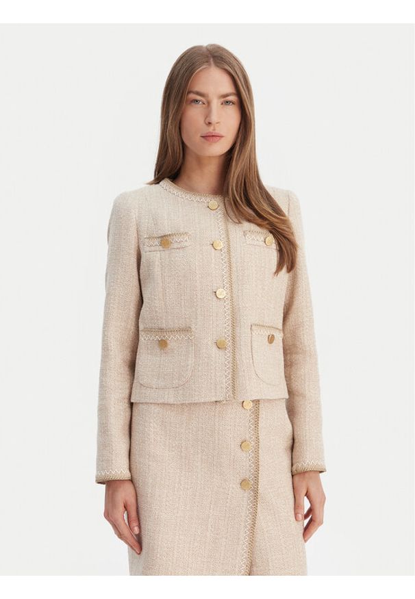 Luisa Spagnoli Marynarka Vasari 542790 Beżowy Regular Fit. Kolor: beżowy. Materiał: bawełna
