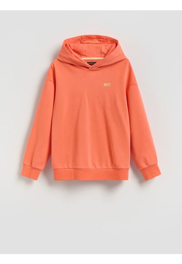 Reserved - Bluza oversize z kapturem - czerwony. Typ kołnierza: kaptur. Kolor: czerwony. Materiał: bawełna, dzianina