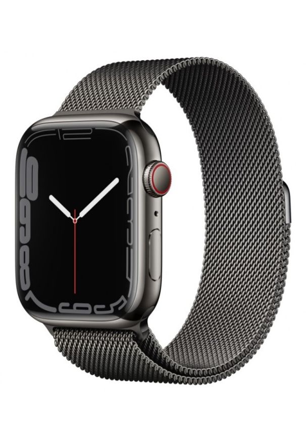 APPLE - Smartwatch Apple Watch 7 GPS+Cellular 45mm stal, grafitowy |grafitowa bransoleta mediolańska. Rodzaj zegarka: smartwatch. Kolor: szary