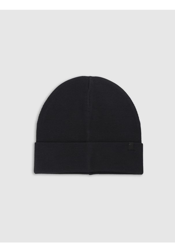 4f - Czapka beanie dziecięca - czarna. Kolor: czarny. Materiał: materiał, bawełna, dzianina. Sezon: wiosna. Styl: sportowy, casual, klasyczny