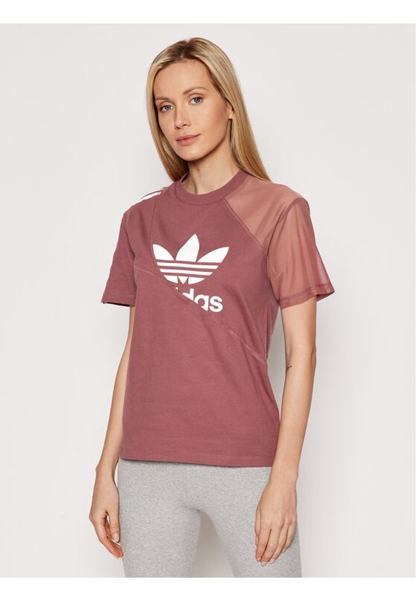 Adidas - adidas T-Shirt adicolor Split Trefoil HC7044 Różowy Regular Fit. Kolor: różowy. Materiał: bawełna