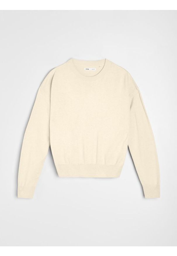 Sinsay - Lekki sweter basic - kremowy. Kolor: kremowy