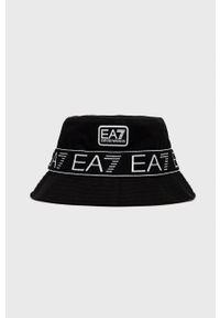 EA7 Emporio Armani kapelusz bawełniany kolor czarny bawełniany. Kolor: czarny. Materiał: bawełna