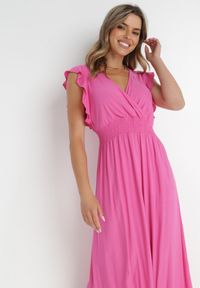 Born2be - Różowa Sukienka Hypsanie. Typ kołnierza: dekolt kopertowy. Kolor: różowy. Materiał: wiskoza. Typ sukienki: kopertowe. Długość: maxi #6