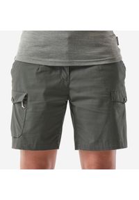 FORCLAZ - Spodenki trekkingowe damskie Forclaz Travel 100. Kolor: zielony. Materiał: poliester, bawełna, elastan, materiał. Sport: turystyka piesza #1