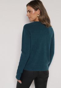 Born2be - Niebieski Sweter z Wiskozą i Wełną z Dekoltem w Serek Claida. Okazja: na co dzień. Typ kołnierza: dekolt w serek. Kolor: niebieski. Materiał: wełna, wiskoza. Styl: casual #2