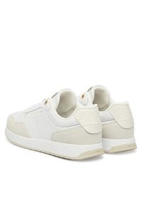 TOMMY HILFIGER - Tommy Hilfiger Sneakersy Monogram Mix Material Runner FW0FW09267 Biały. Kolor: biały. Materiał: zamsz, skóra #3