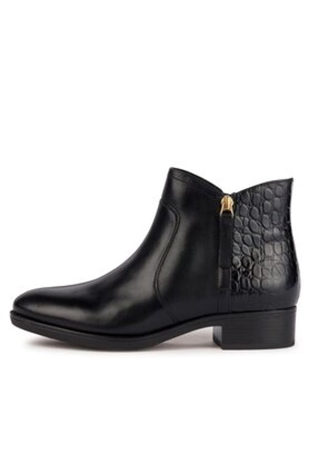 Geox Botki D Felicity D36G1C 04340 C9999 Czarny. Kolor: czarny. Materiał: skóra