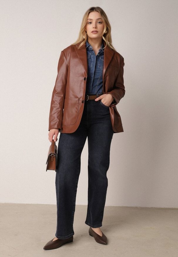 Born2be - Niebieskie Jeansy z Bawełną z Wysokim Stanem i Szerokimi Nogawkami Nixeasi. Okazja: na co dzień, do pracy, na spotkanie biznesowe. Stan: podwyższony. Kolor: niebieski. Wzór: gładki. Styl: biznesowy, casual, elegancki