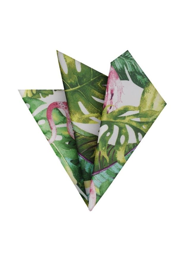 Poszetka Bawełniana - His Story - Flamingi na Zielonym Tle. Kolor: wielokolorowy. Materiał: bawełna