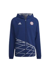 Adidas - FC Bayern Graphic Windbreaker. Kolor: niebieski. Materiał: materiał