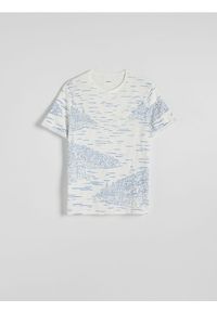 Reserved - T-shirt regular z nadrukiem - złamana biel. Materiał: dzianina, bawełna. Wzór: nadruk
