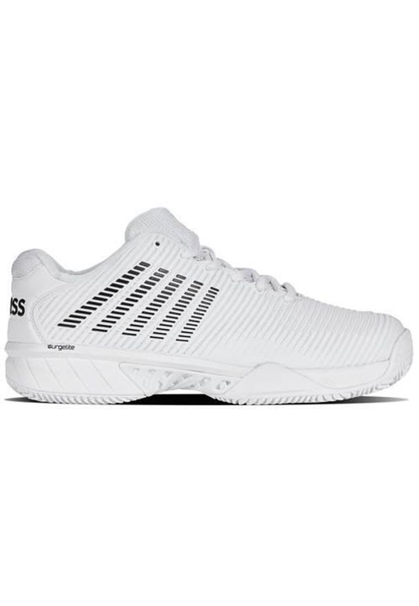Buty do tenisa męskie K-Swiss Hypercourt Express 2 Clay. Zapięcie: sznurówki. Kolor: biały. Materiał: materiał, syntetyk, tkanina. Szerokość cholewki: normalna. Sport: tenis