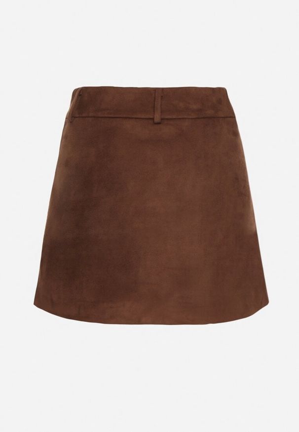 Born2be - Brązowa Spódnica VICES Mini z Imitacji Zamszu Tavite. Okazja: na co dzień. Stan: podwyższony. Kolor: brązowy. Materiał: zamsz. Styl: elegancki, casual, klasyczny