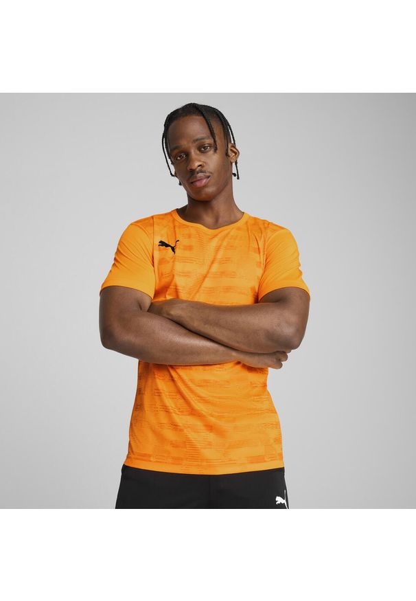 Puma - Męska koszulka z grafiką individualRISE PUMA Heat Fire Orange. Kolor: pomarańczowy, wielokolorowy, żółty. Sport: piłka nożna