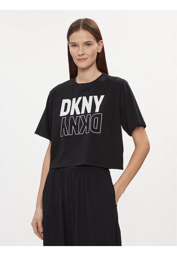 DKNY Sport T-Shirt DP2T8559 Czarny Boxy Fit. Kolor: czarny. Materiał: bawełna. Styl: sportowy