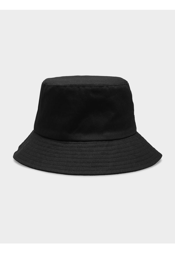 4f - Kapelusz bucket hat dziecięcy. Kolor: czarny. Materiał: bawełna, dzianina