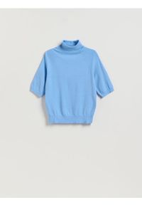 Reserved - Sweter z golfem - jasnoniebieski. Typ kołnierza: golf. Kolor: niebieski. Materiał: wiskoza, dzianina. Styl: klasyczny