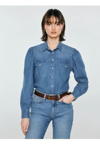 Big-Star - Koszula damska jeansowa z bufkami niebieska Indiana 164. Kolor: niebieski. Materiał: jeans. Styl: retro #1