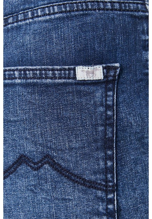 Mustang Szorty jeansowe damskie gładkie high waist. Okazja: na co dzień. Stan: podwyższony. Kolor: niebieski. Materiał: jeans. Wzór: gładki. Styl: casual