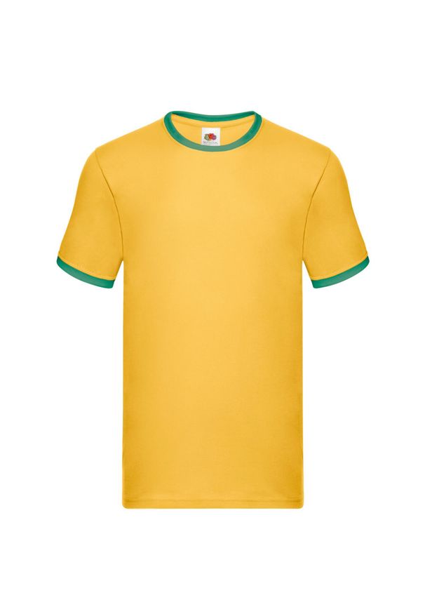 FRUIT OF THE LOOM - Bawełniana Koszulka Unisex Dla Dorosłych. Kolor: niebieski, żółty, pomarańczowy, wielokolorowy. Materiał: bawełna. Sport: turystyka piesza