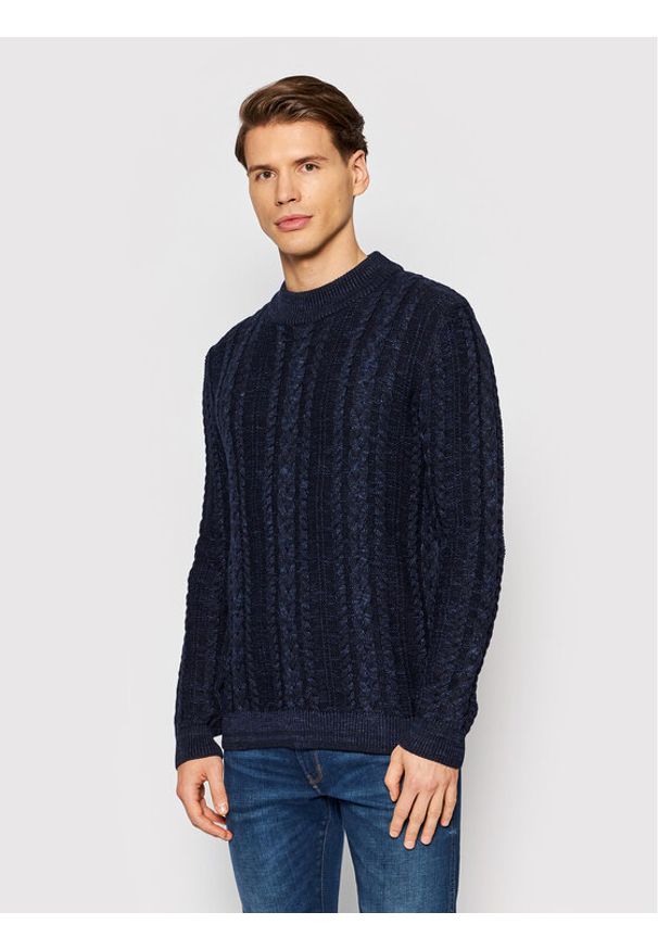 Jack&Jones PREMIUM Sweter Albert 12192509 Granatowy Regular Fit. Kolor: niebieski. Materiał: bawełna