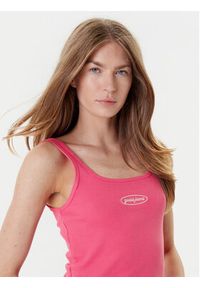 Guess Jeans Top W5YP35 KA0H1 Różowy Regular Fit. Kolor: różowy. Materiał: bawełna