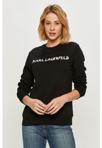 Karl Lagerfeld - Bluza bawełniana. Typ kołnierza: bez kaptura. Kolor: czarny. Materiał: bawełna. Długość rękawa: długi rękaw. Długość: długie. Wzór: nadruk. Styl: klasyczny #1