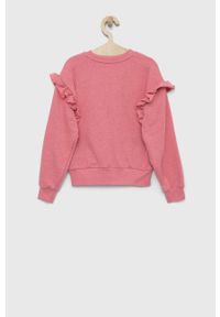 GAP bluza dziecięca kolor różowy gładka. Kolor: różowy. Materiał: dzianina. Wzór: gładki #3