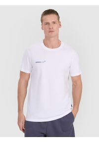 4f - 4F T-shirt regular z nadrukiem męski - biały L. Okazja: na co dzień. Kolor: biały. Materiał: jersey, materiał, bawełna. Długość rękawa: krótki rękaw. Długość: krótkie. Wzór: nadruk. Styl: sportowy, klasyczny, casual