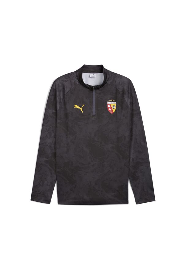Puma - Męska bluza przedmeczowa z zamkiem 1/4 RC Lens PUMA Galactic Gray Pelé Yellow. Kolor: szary, wielokolorowy, żółty. Sport: piłka nożna