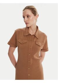 TOMMY HILFIGER - Tommy Hilfiger Sukienka koszulowa Gold Button WW0WW44617 Brązowy Regular Fit. Kolor: brązowy. Materiał: bawełna. Typ sukienki: koszulowe #4
