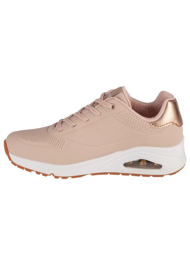 skechers - Buty do chodzenia damskie Skechers Uno Shimmer Away. Kolor: beżowy. Materiał: syntetyk, materiał. Szerokość cholewki: normalna. Sport: turystyka piesza
