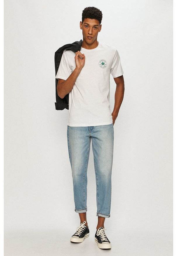 Converse - T-shirt. Okazja: na co dzień. Kolor: biały. Wzór: nadruk. Styl: casual