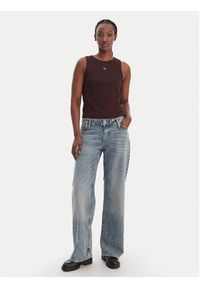 Calvin Klein Jeans Top LV047C201G Brązowy Slim Fit. Kolor: brązowy. Materiał: bawełna #5