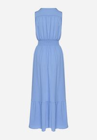 Born2be - Niebieska Sukienka o Rozkloszowanym Kroju Bez Rękawów z Kopertowym Dekoltem Filoria. Typ kołnierza: dekolt kopertowy. Kolor: niebieski. Długość rękawa: bez rękawów. Typ sukienki: kopertowe. Styl: elegancki #6