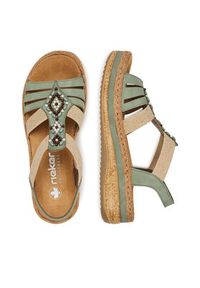 Rieker Sandały V0920-52 Zielony. Kolor: zielony. Materiał: materiał #4