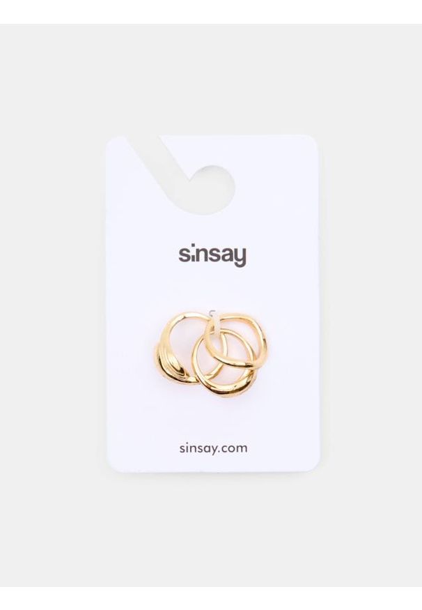 Sinsay - Pierścionki z błyszczącym wykończeniem 3 pack - złoty. Materiał: złote. Kolor: złoty