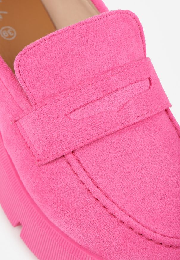 Renee - Fuksjowe Mokasyny na Grubej Podeszwie z Protektorem Misal. Kolor: różowy